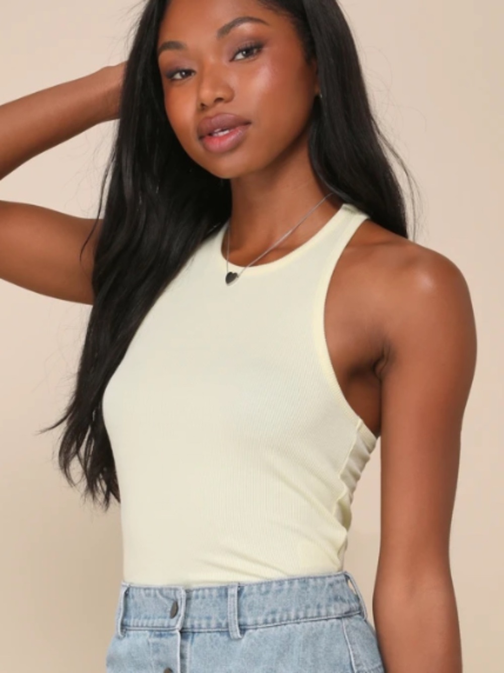 LULU's Chic Sexy Casual Beach Resortwear Vacation Picnic Racerback Ribbed Tank